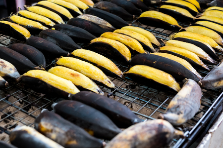 Grilled banana in Thai style Traditionalの写真素材
