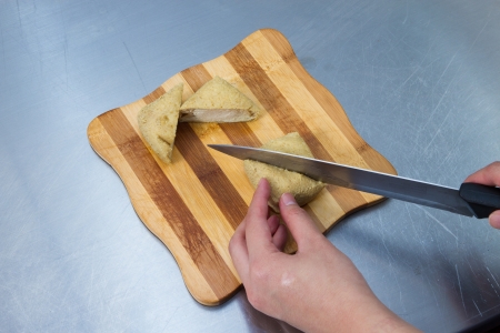 How to make fried tofu.の写真素材