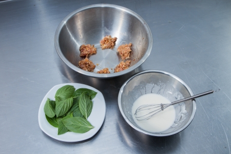 How to make Pork fried dough の写真素材