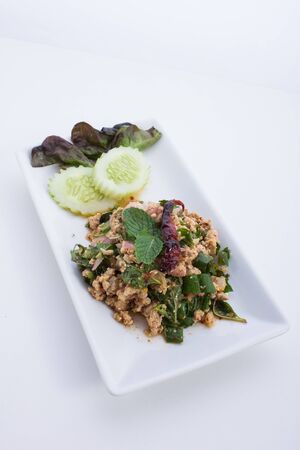 Spicy minced pork is food thailandの写真素材