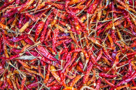 The combined, dried chillies are many red pigmentsの写真素材