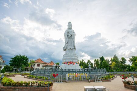 Wat Guan Yin temple in Thailand waterfront.の写真素材