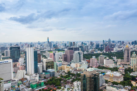Bangkok Cityscape, a business district with tall buildings (Bangkok, Thailand).