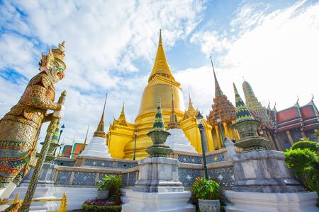 Wat Phra Kaew, Temple of the Emerald Buddha, beautiful architecture landmark Bangkok, Asia Thailand.のeditorial素材