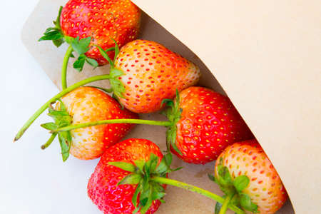 Strawberry sweet red brown paper envelope.の写真素材