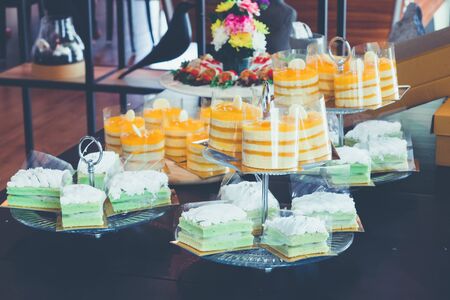 Pandan Cake Orange Cake Dessert delicious.の写真素材