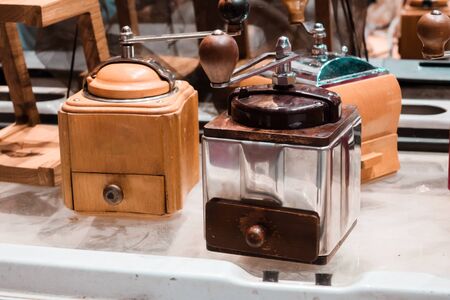 Coffee grinder in various forms of modern vintage.の写真素材