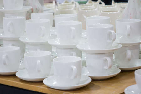 Glass cup white  is a lot.の写真素材