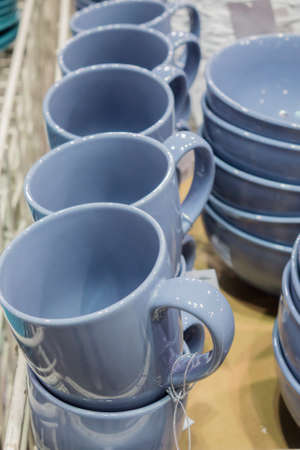 cup of coffee on a blueの写真素材