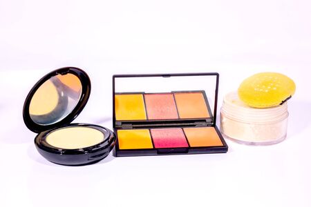 set of make-up products isolated on white background.