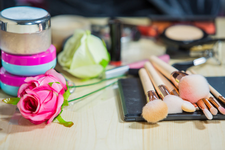 Make-up Brushes with makeup toolsの写真素材