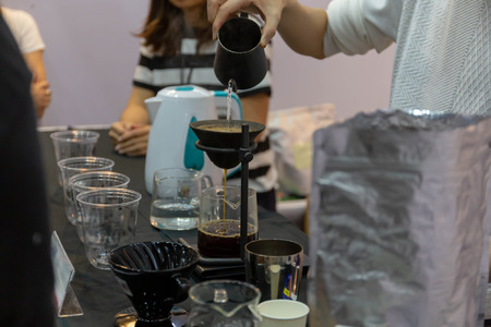 Modern coffee maker in coffee shop  Can make many types of coffeeの写真素材