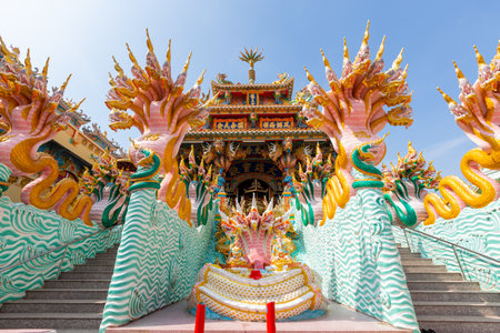 The attraction Great places of worship Created from the spirit of depth in the original art of the dragon. Chao Por Nakarat Chansen Shrine "Nakhon Sawan, Thailandの写真素材