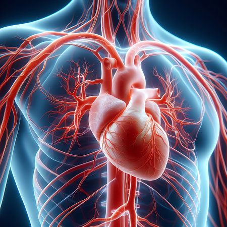 Human Heart with Veins Anatomy For Medical Concept 3D Illustrationの素材