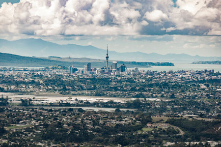 Central Business District Skyline and surrounding region, Auckland, New Zealandの写真素材