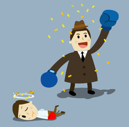 two businessmen having a fight with boxing gloves,のイラスト素材