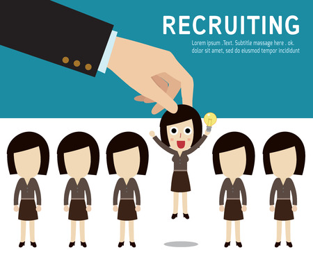 recruitment. 	Picking the right candidate professional . Isolated on backgroundFlat design vector illustration concept.のイラスト素材