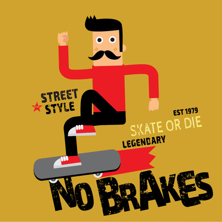 Skate board sport cartoon typography tshirt graphics vectorsのイラスト素材