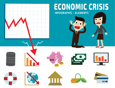 economic crisis frustrated business man cartoon character.のイラスト素材