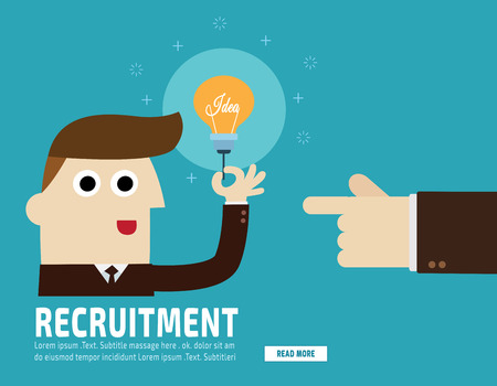 Hiring. Recruitment.	Hand pointing  business people.finding businessman.flat vector  illustration concept.for presentation web banner poster printed materials.のイラスト素材