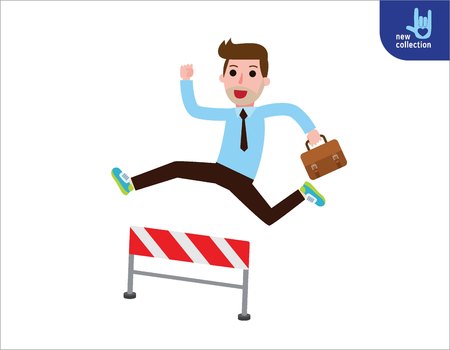 Businessman jump over hurdles illustrationVector cartoon character icon design.Business concept.のイラスト素材