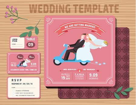 Set of Wedding Invitations Template.Vector Illustration. modern design.のイラスト素材