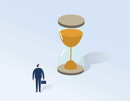 Businessman looking at hourglass Time is money symbol concept.のイラスト素材