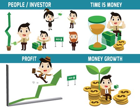 Set of businessman, financial growth concept illustration.のイラスト素材