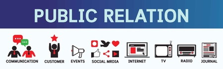 Banner public relations icons business concept Vector illustration.のイラスト素材