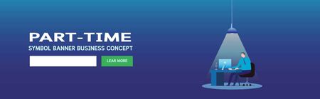 Banner recruitment or hiring. Part time. Businessman business concept marketing header web page. Vector illustration web background, flat cartoon design.のイラスト素材