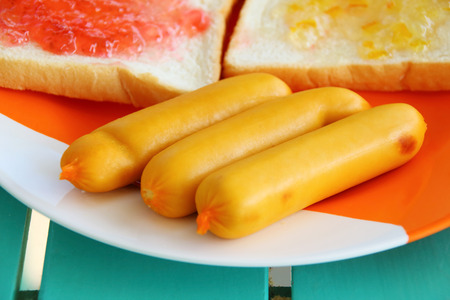 Breakfast is placed on the table の写真素材