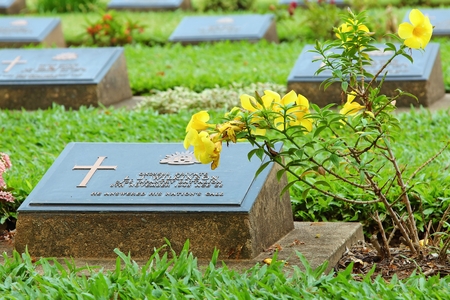 KANCHANABURI, THAILAND - MAY 6 cemetery in Kanchanaburi, Thailand on MAY 6, 2014  cemetery from World war 2,Allied military cemetery World war 2 のeditorial素材