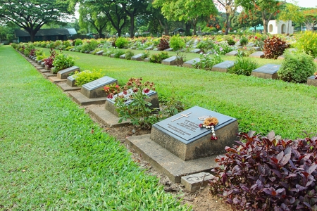 KANCHANABURI, THAILAND - MAY 6 cemetery in Kanchanaburi, Thailand on MAY 6, 2014  cemetery from World war 2,Allied military cemetery World war 2 のeditorial素材