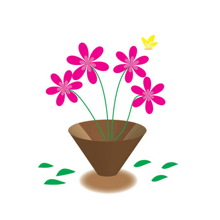 Illustration Pink flowers on white backgroundのイラスト素材
