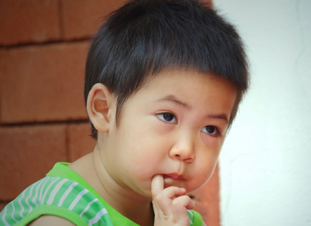 Portrait asian boy close upの写真素材