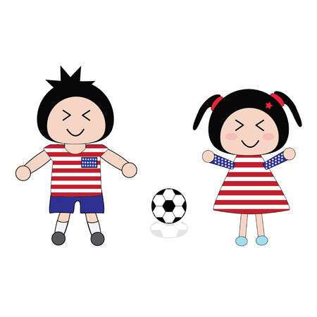 vector boy and girl in United States of America football uniformのイラスト素材