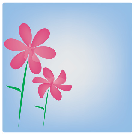 pink flowers on blue backgroundのイラスト素材