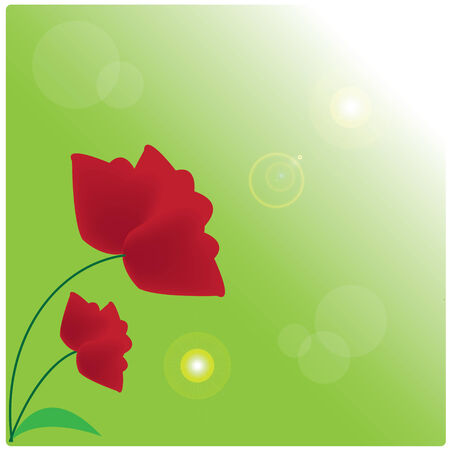 Iillustration red tulips on green backgroundのイラスト素材