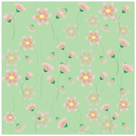 vector flowers on the green backgroundのイラスト素材
