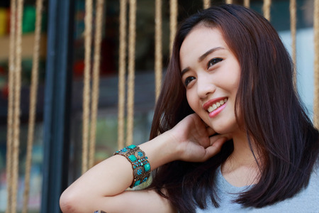 Asian women smile closeupの写真素材