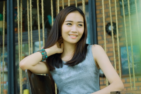 Asian women smile closeupの写真素材