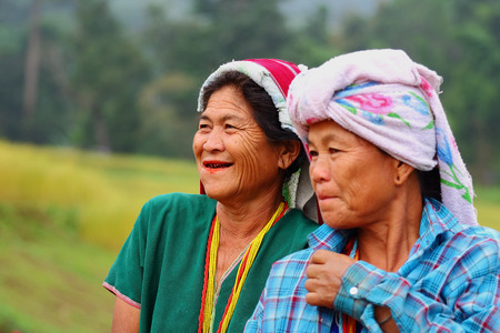 Chiang Mai, Thailand - October 18: Peace Karen in the watershed The Tenasserim Mountains Borders Thailand - Burma, at the Ban Mae Klang Luang in Chiang Mai, Thailand on October 18, 2014のeditorial素材