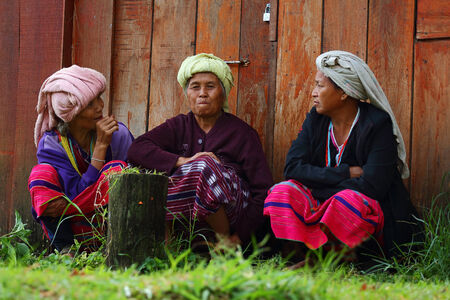 Chiang Mai, Thailand - October 18: Peace Karen in the watershed The Tenasserim Mountains Borders Thailand - Burma, at the Ban Mae Klang Luang in Chiang Mai, Thailand on October 18, 2014のeditorial素材