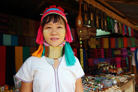 Mae Hong Son, Thailand - November 9:Unidentified Karen Long Neck at the Ban Huay Sua Thao in Mae Hong Son, Thailand on November 9, 2014. Karen is migration from Burma, The suppression of minorities.のeditorial素材