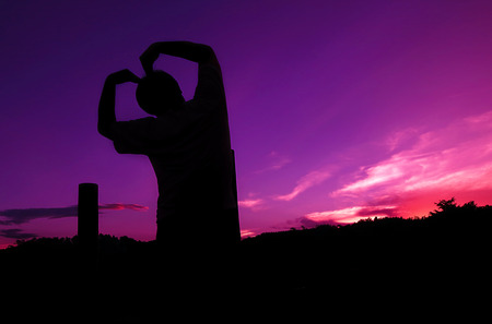 man make heart shaped, silhouetteの写真素材
