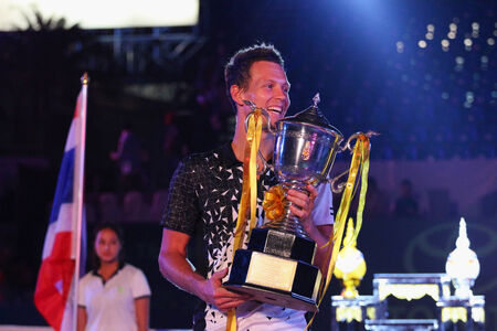 Hua Hin, Thailand - January 2: World tennis Thailand Championship 2015 at Centennial Park, on 31 December- January 2, 2015 at the Hua Hin, Thailand. Tomas Berdych was the champion of the tournament.のeditorial素材