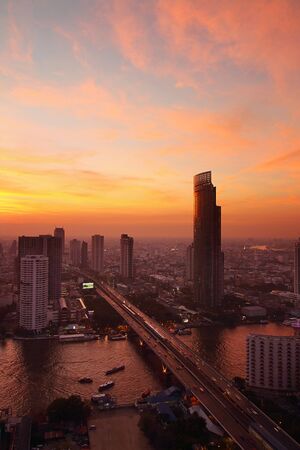 Bangkok skyline, Evening in Bangkok, Thailandのeditorial素材
