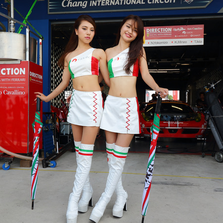 Buriram, Thailand - June 21, 2015: Race queen from Japan in pit walk Buriram super GT race 2015, Super GT Series Race at Chang International Racing Circuit, Buriram Thailand.のeditorial素材