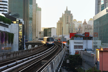 Bangkok, Thailand - May 23: Transport and transit in capital . Skytrain is commonly used in Bangkok,...