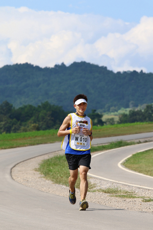 Chiang Rai, Thailand - October 23, 2015: Sunvo Untimate Adventure Challenge 2015. A wilderness adventure racing through trail running, mountain biking, swimming, kayaking and more in the lush jungles.のeditorial素材